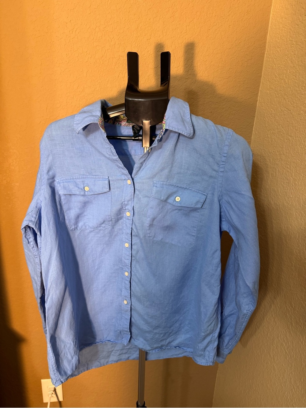 Ralph Lauren Sky Blue Casual Button-Down Shirt 100% Linen